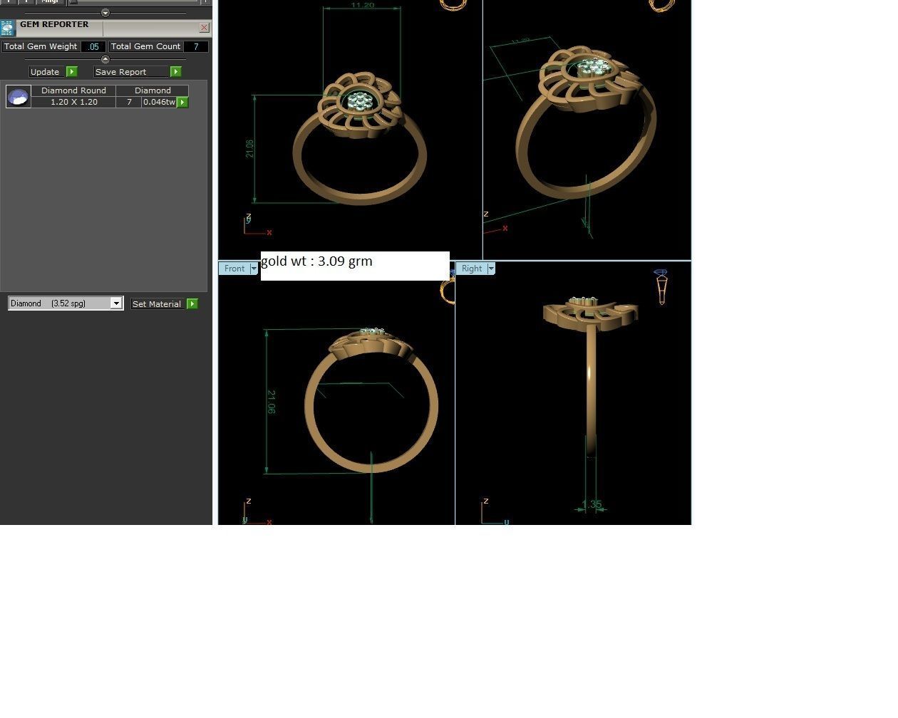 Women Diamond Ring 3dm render details 3D print model_4