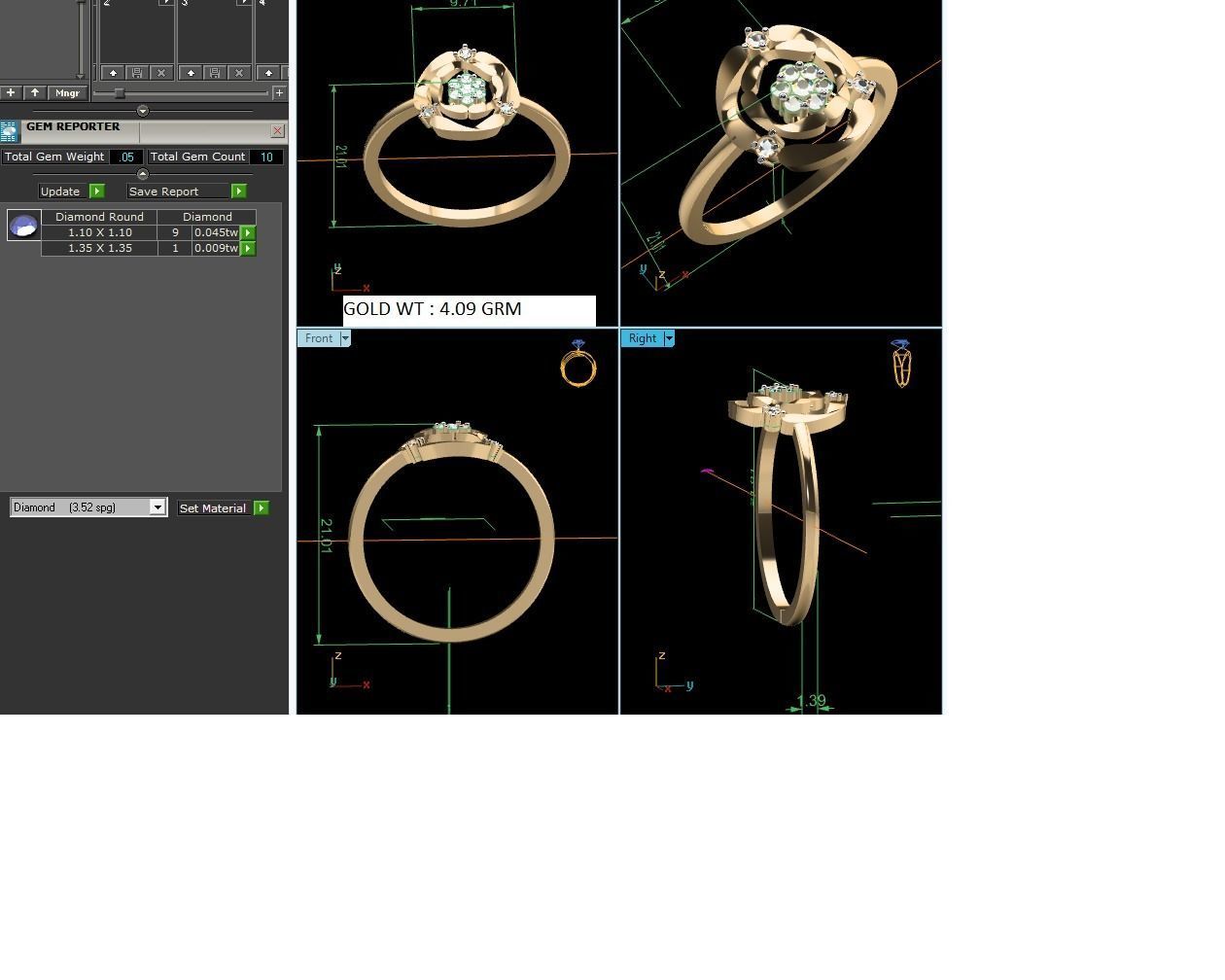 Women Diamond Ring 3dm render details 3D print model_9