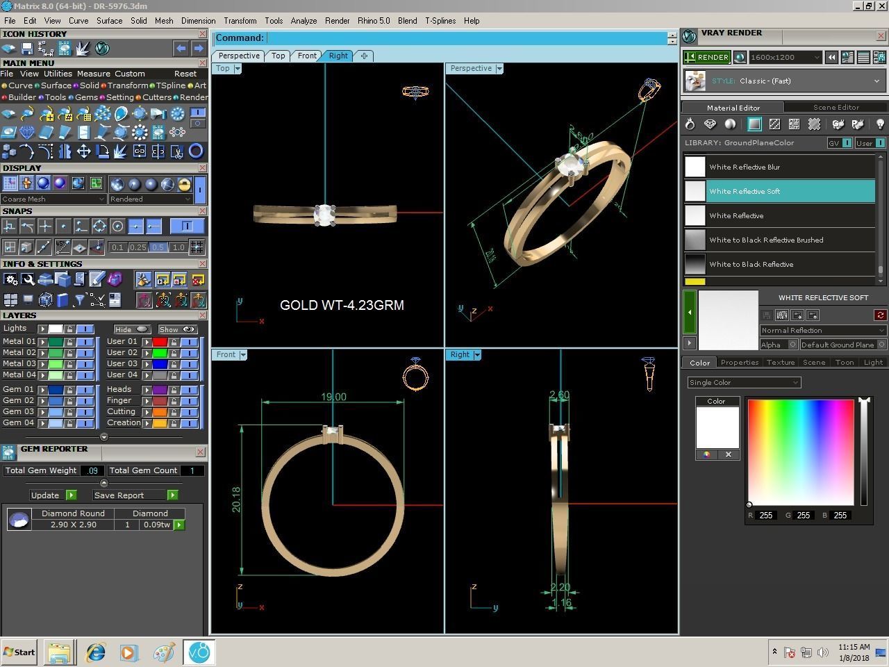 Women Diamond Ring 3dm render details 3D print model_8