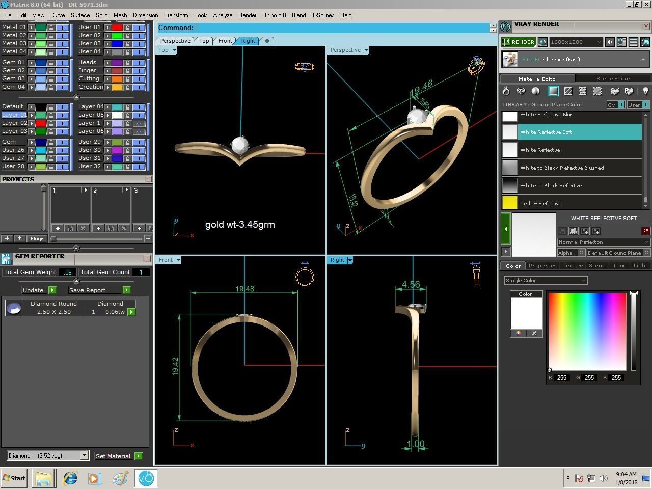 Women Diamond Ring 3dm render details 3D print model_9