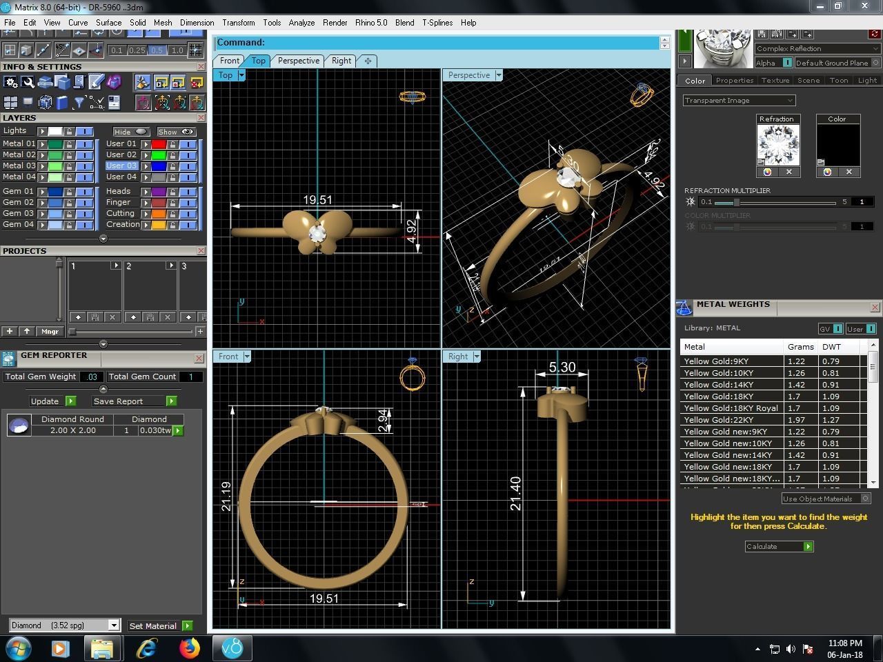 Women Diamond Ring 3dm render details 3D print model_4