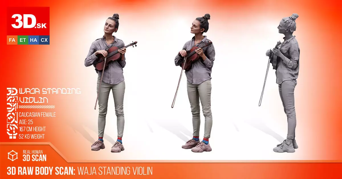 Cleaned 3D scan Waja Violin Standing 23 3D model