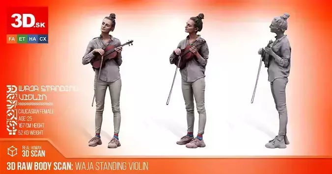 Cleaned 3D scan Waja Violin Standing 23 3D model