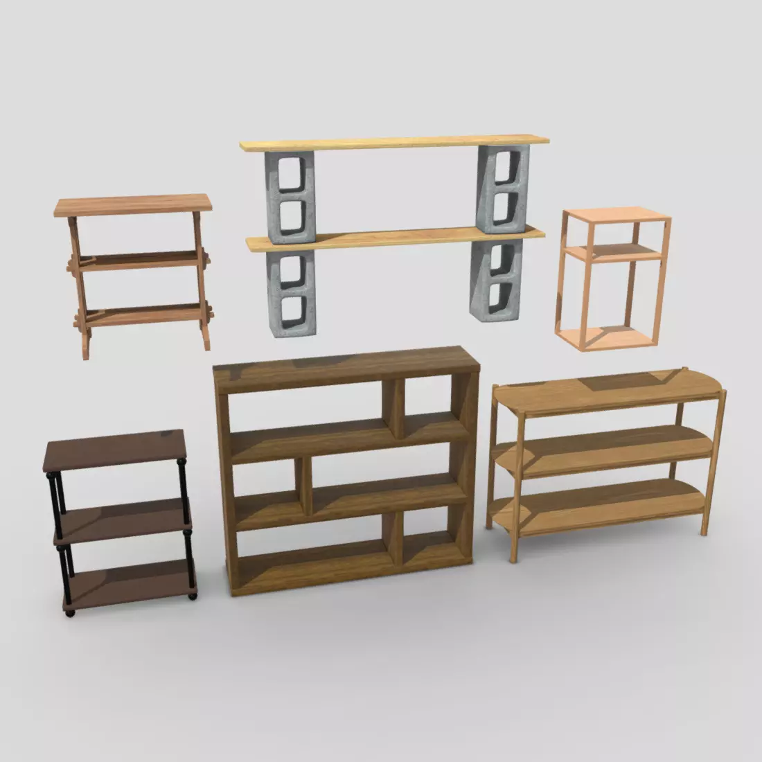 Shelf Pack Low-poly 3D model_0