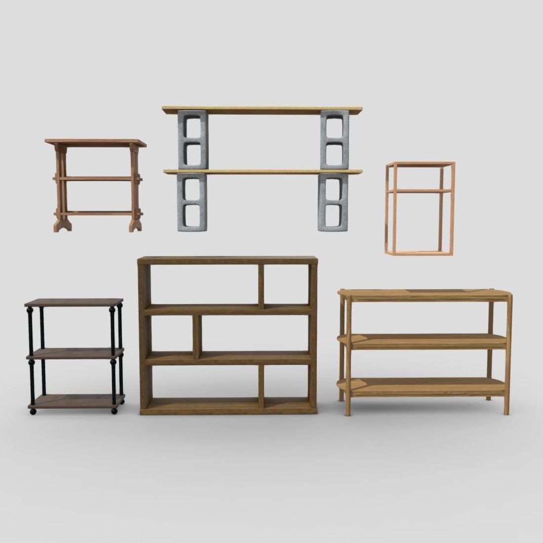 Shelf Pack Low-poly 3D model_2