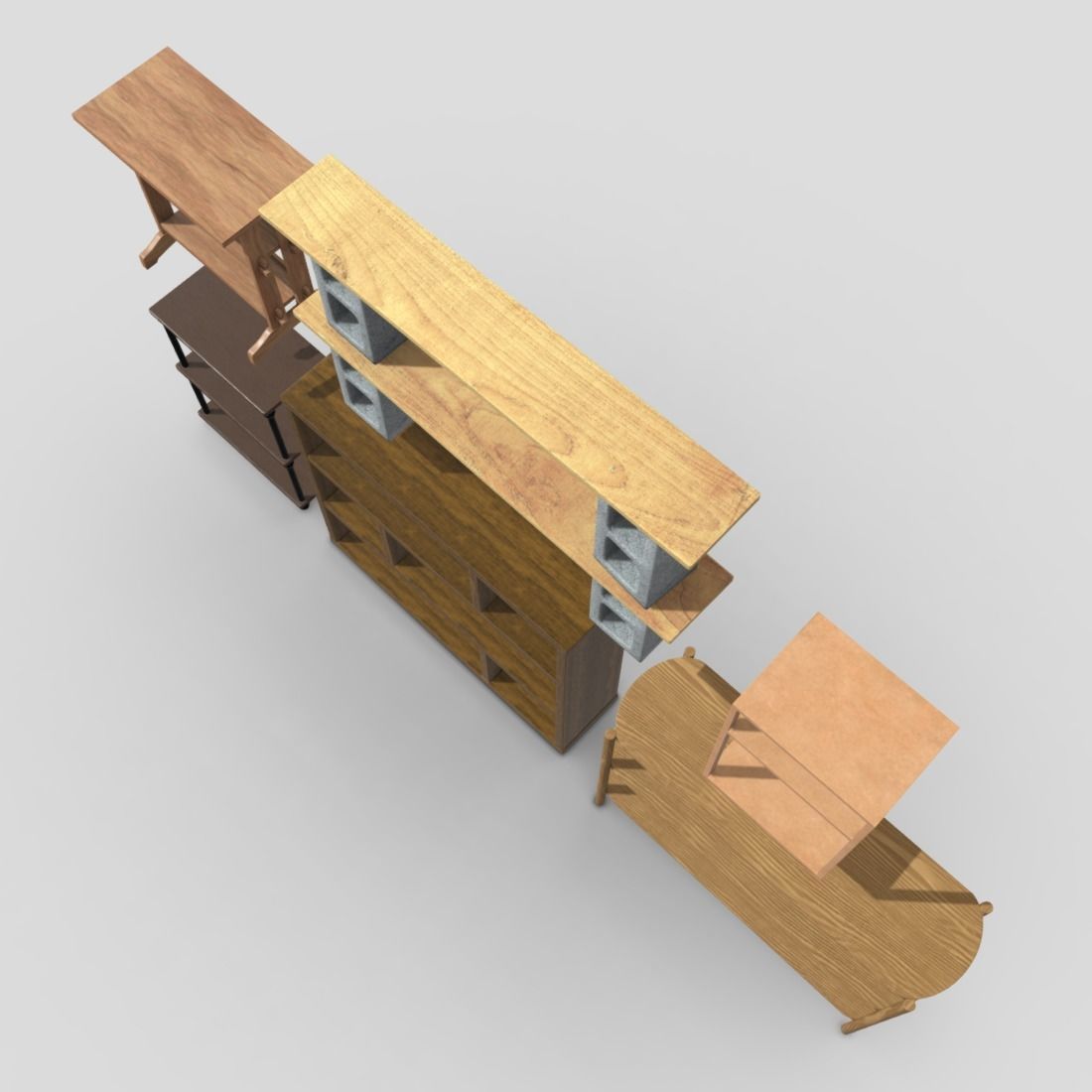 Shelf Pack Low-poly 3D model_6