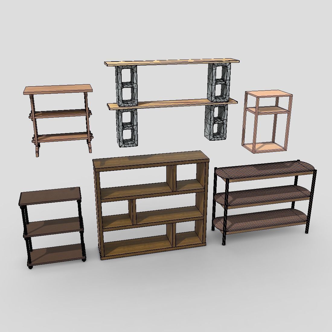 Shelf Pack Low-poly 3D model_1