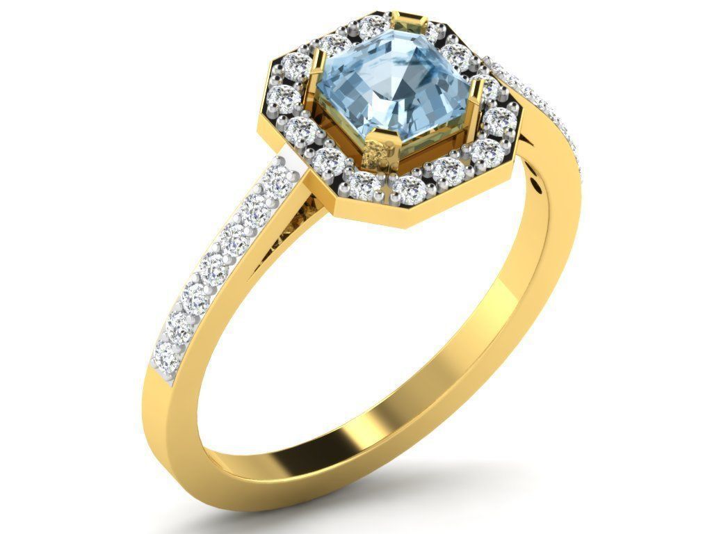 Women Diamond Ring 3dm render details 3D print model_10