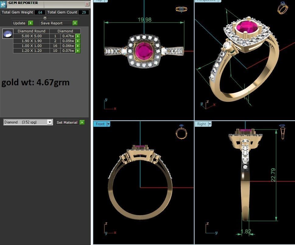 Women Diamond Ring 3dm render details 3D print model_4