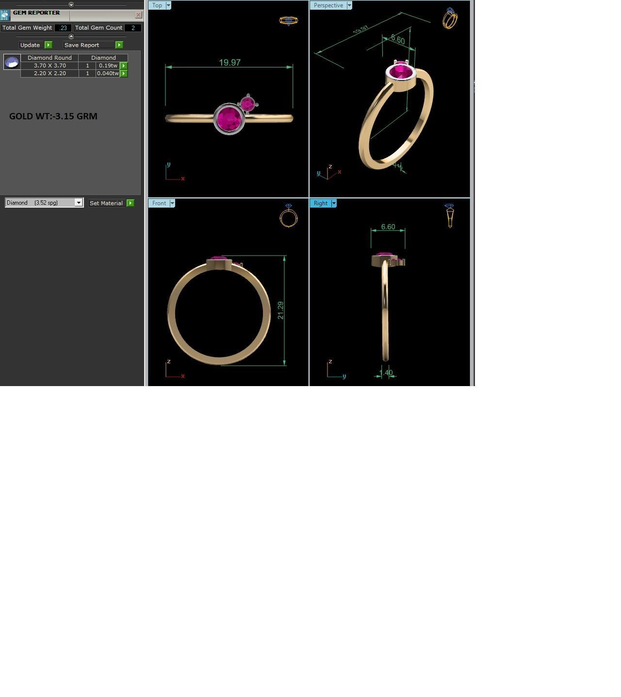 Women Diamond Ring 3dm render details 3D print model_9