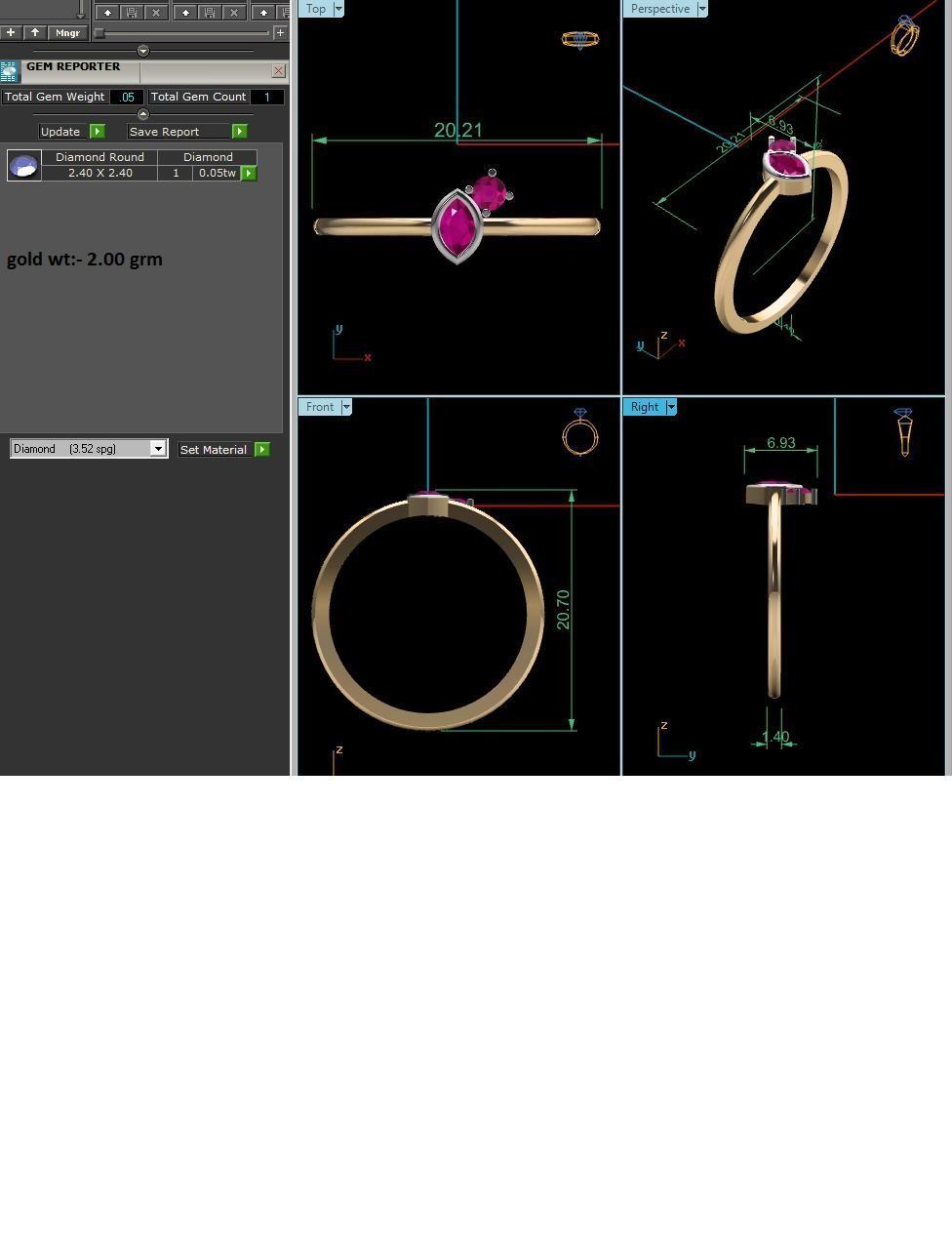 Women Diamond Ring 3dm render details 3D print model_9