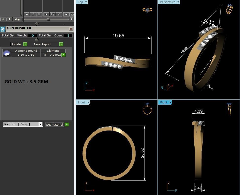 Women Diamond Ring 3dm render details 3D print model_9