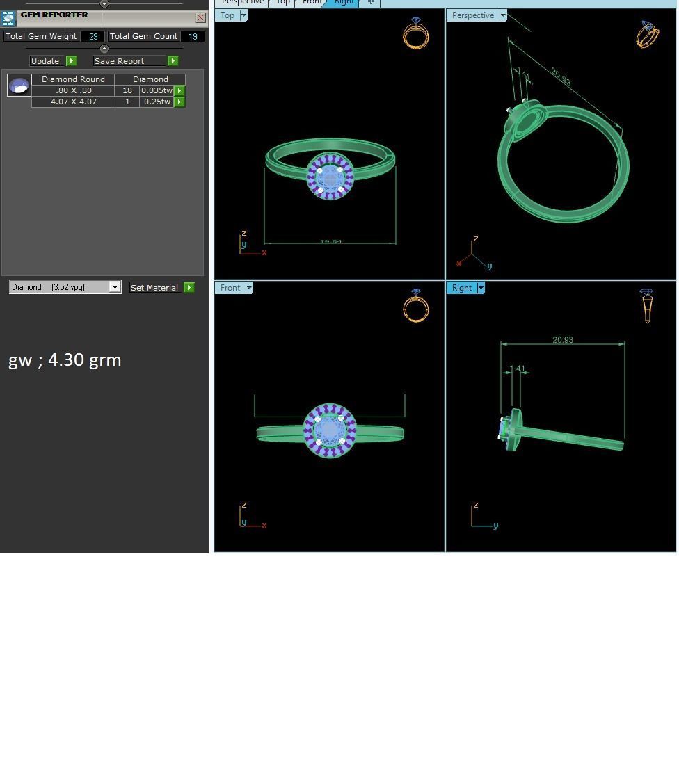 Women Diamond Ring 3dm render details 3D print model_6