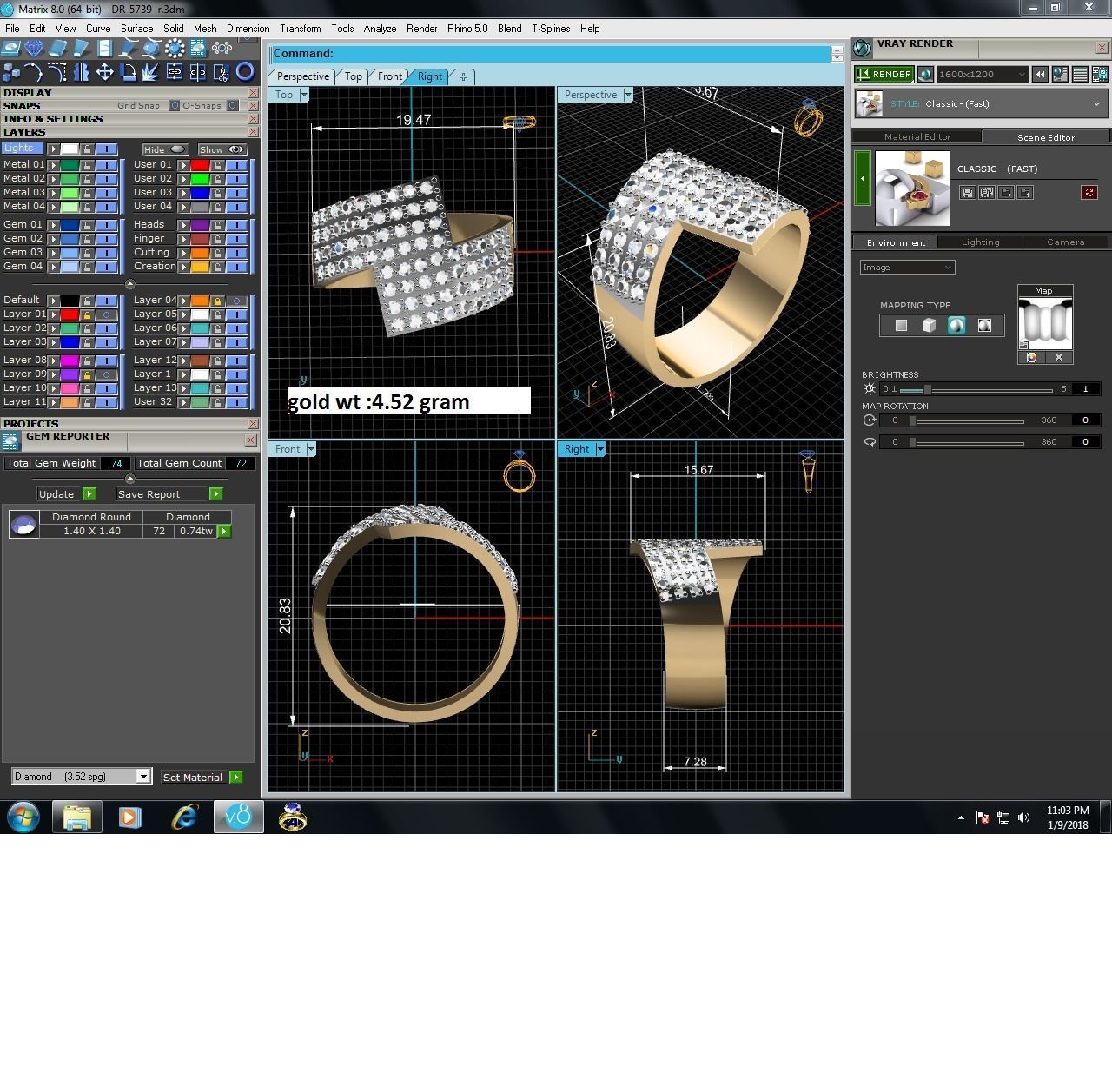 Women Diamond Ring 3dm render details 3D print model_9