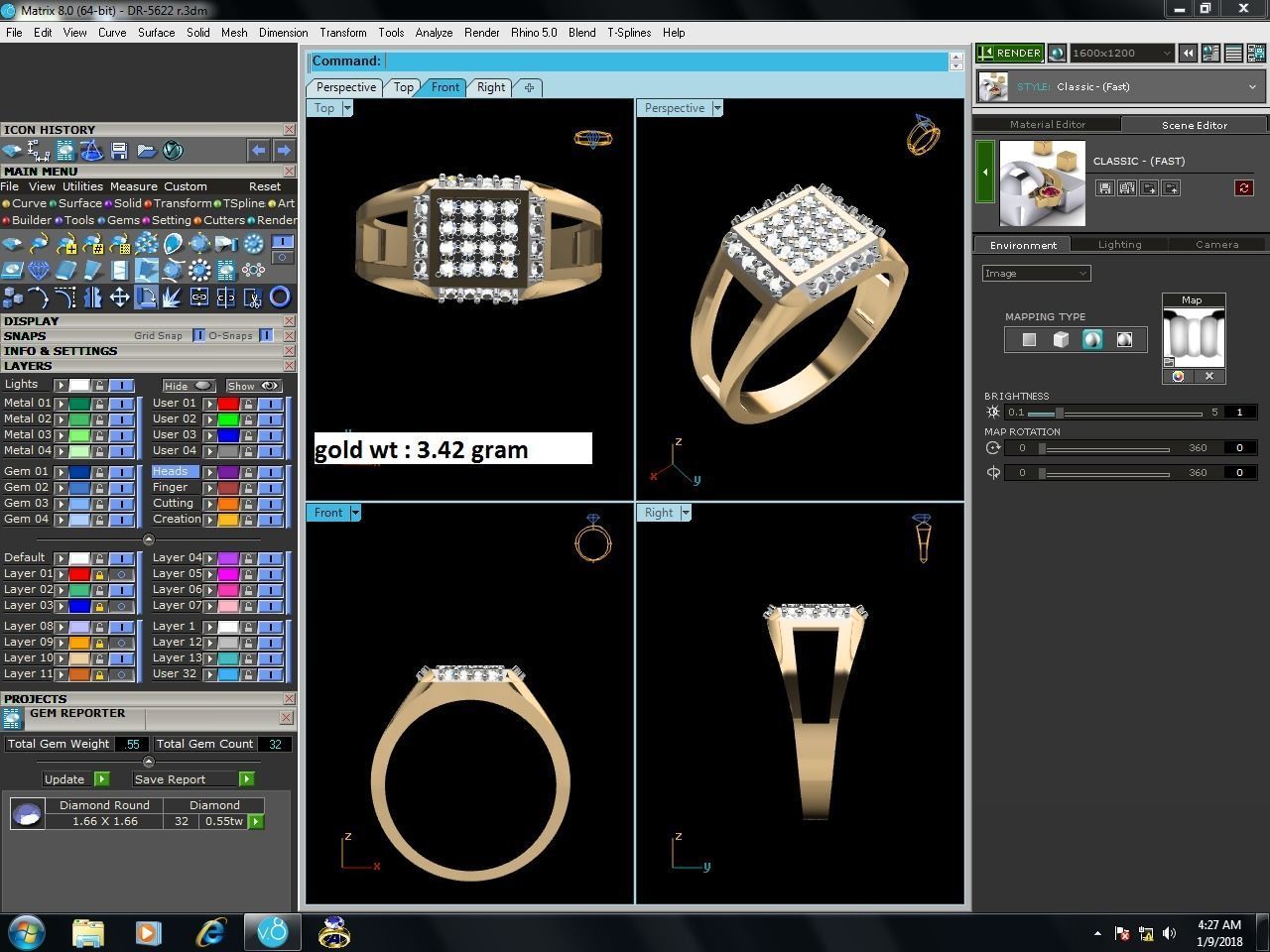 Women Diamond Ring 3dm render details 3D print model_9