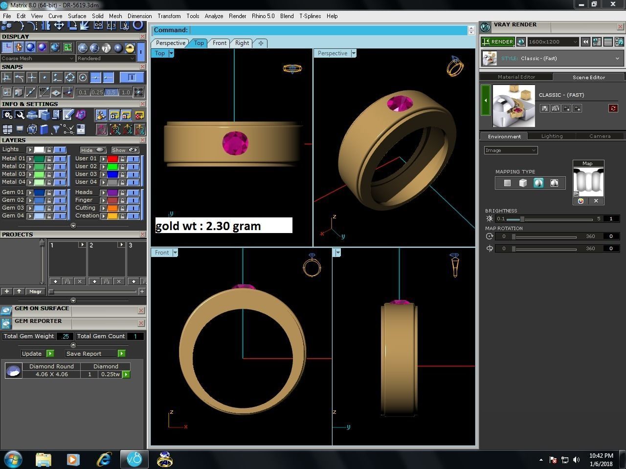 Women Diamond Ring 3dm render details 3D print model_9