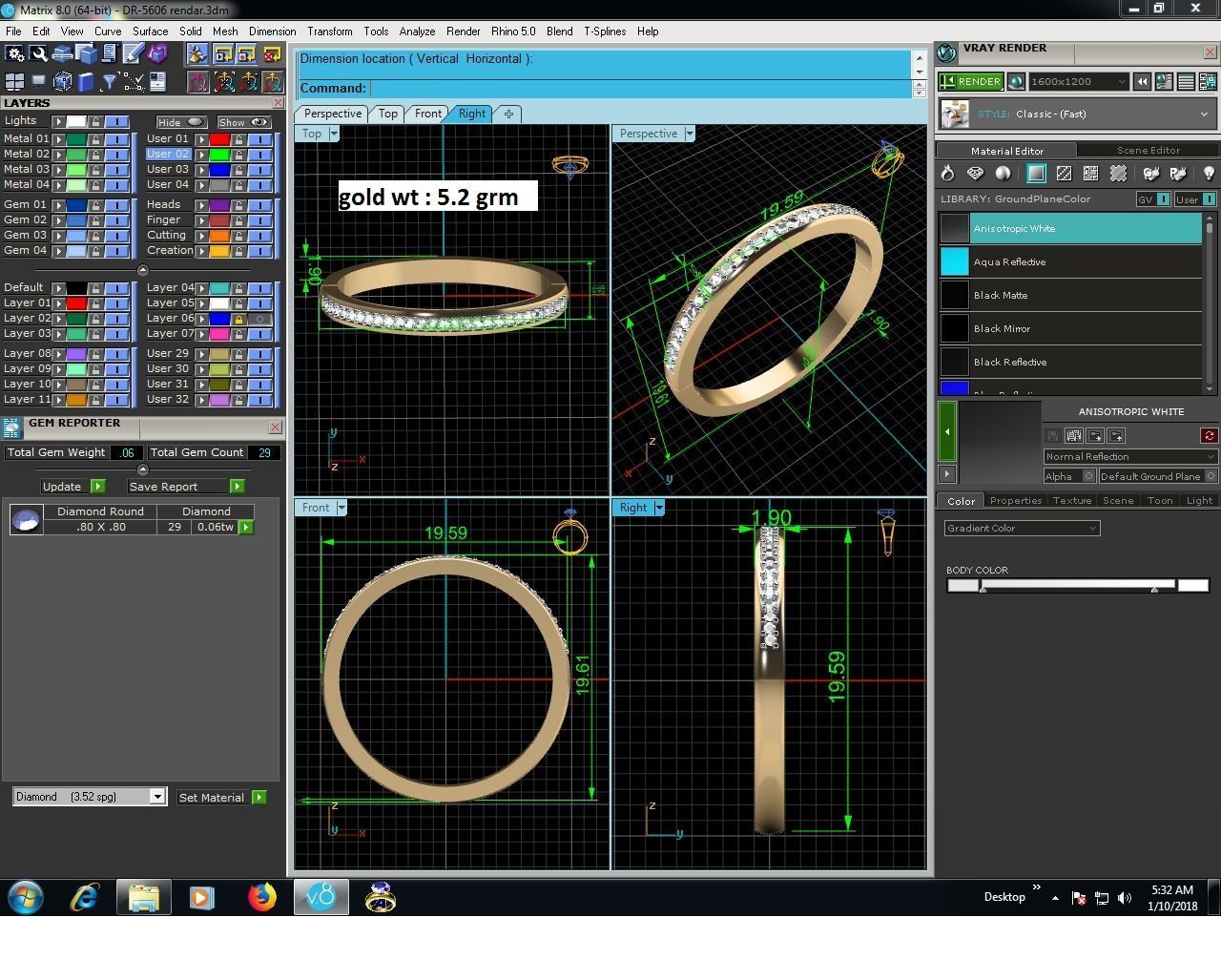 Women Diamond Ring 3dm render details 3D print model_9