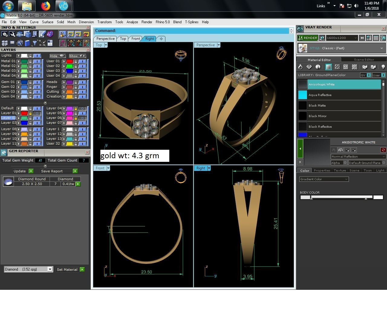 Women Diamond Ring 3dm render details 3D print model_9