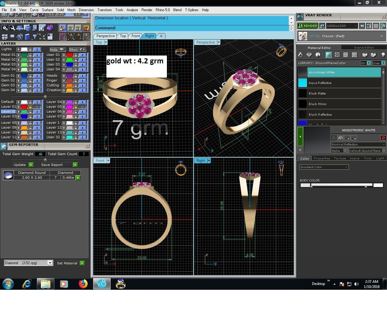Women Diamond Ring 3dm render details 3D print model_9