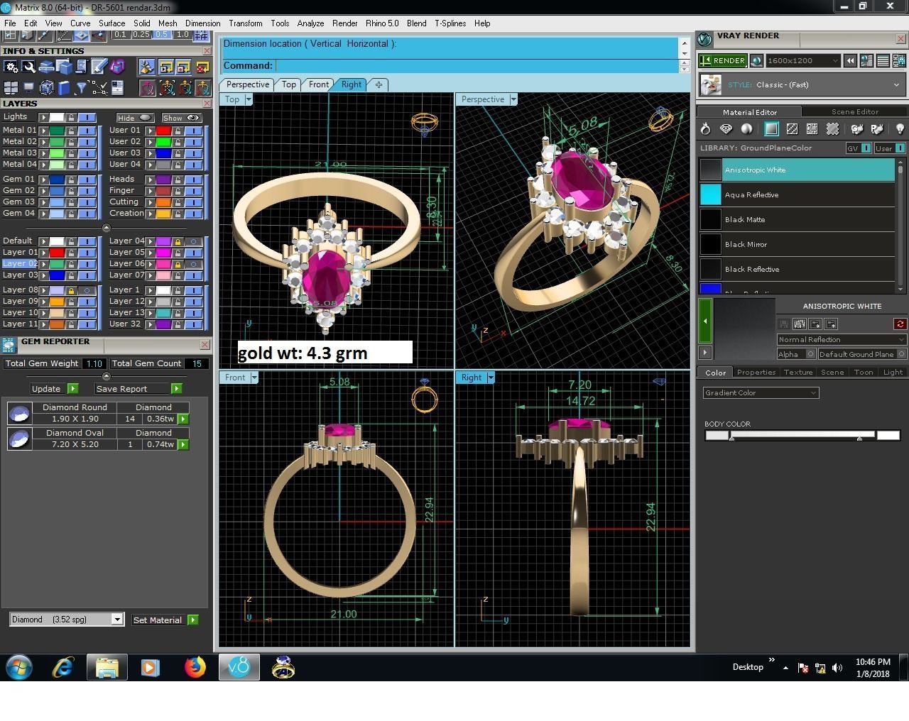 Women Diamond Ring 3dm render details 3D print model_9
