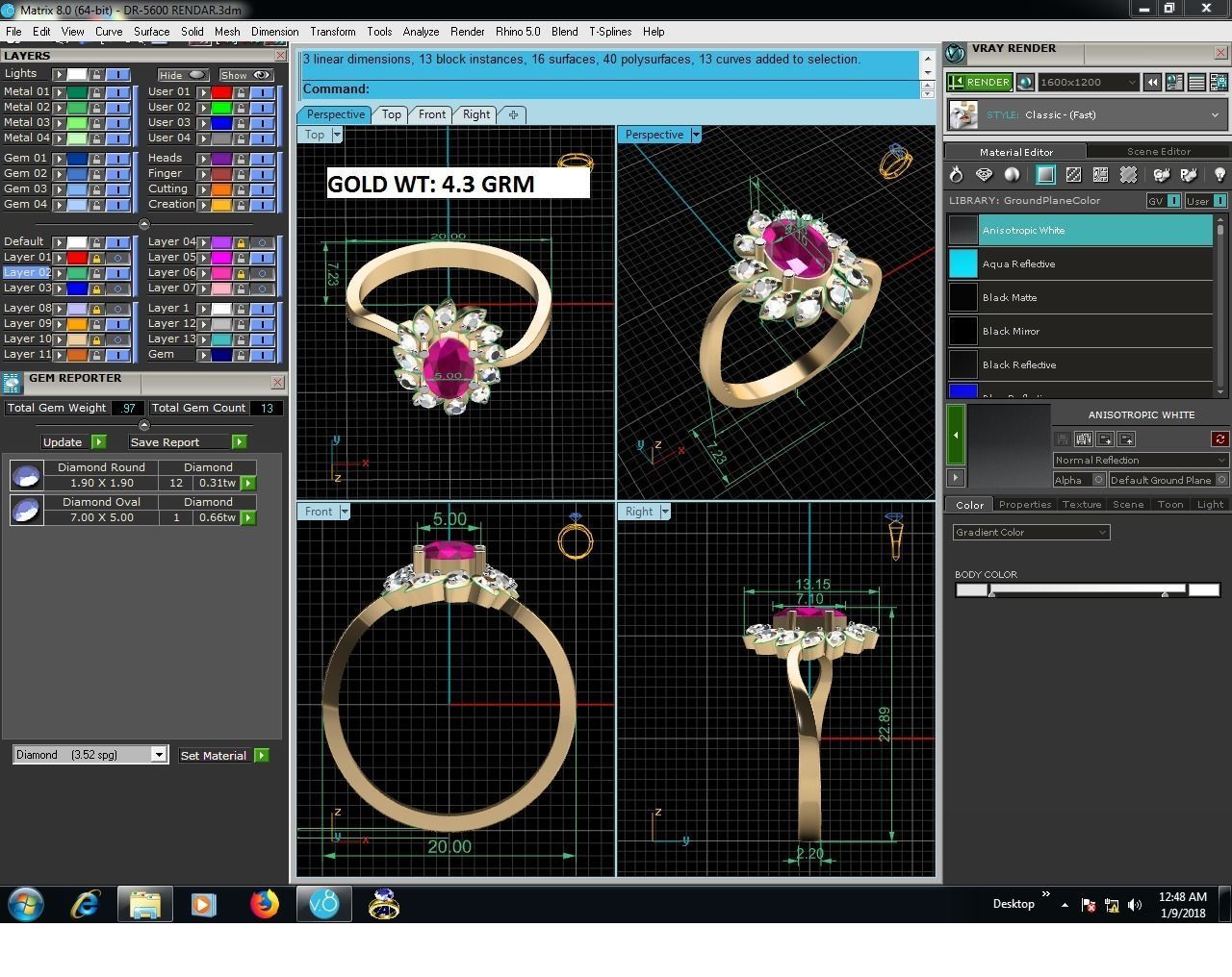Women Diamond Ring 3dm render details 3D print model_9