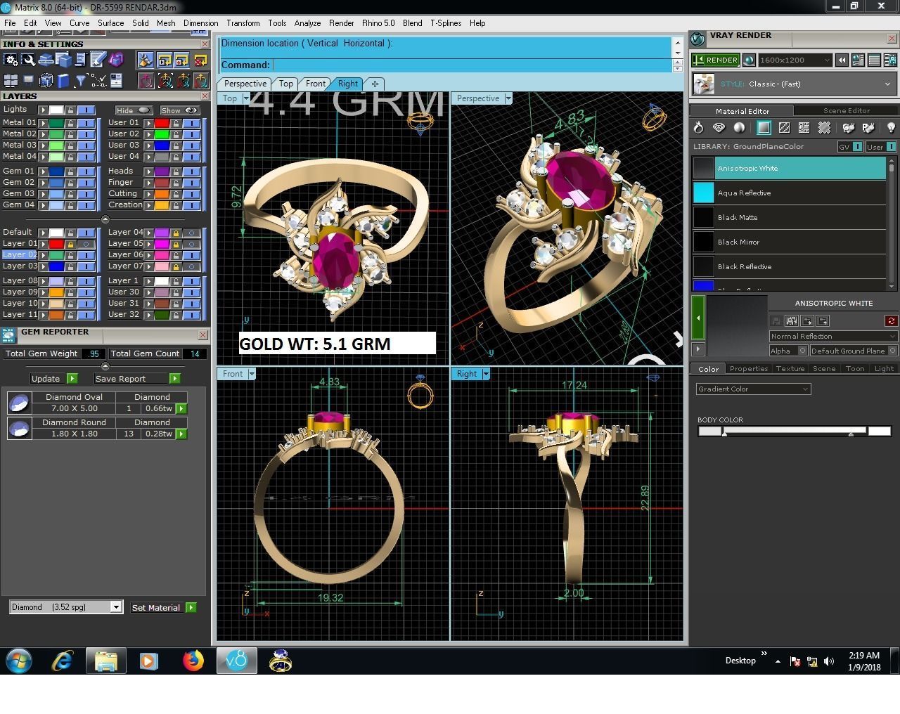 Women Diamond Ring 3dm render details 3D print model_9