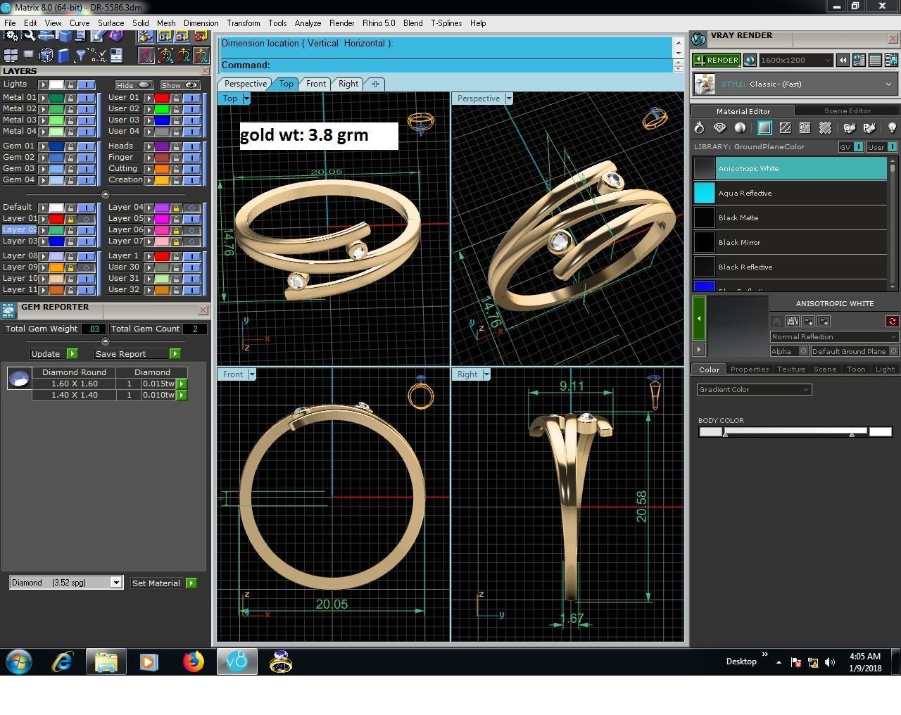 Women Diamond Ring 3dm render details 3D print model_9