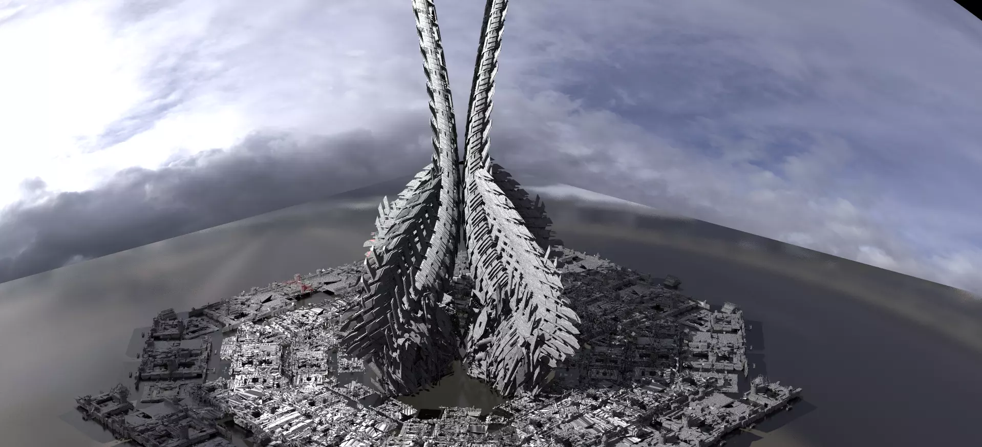 Robot Dino Spine Curved Tower tall 3D model_0