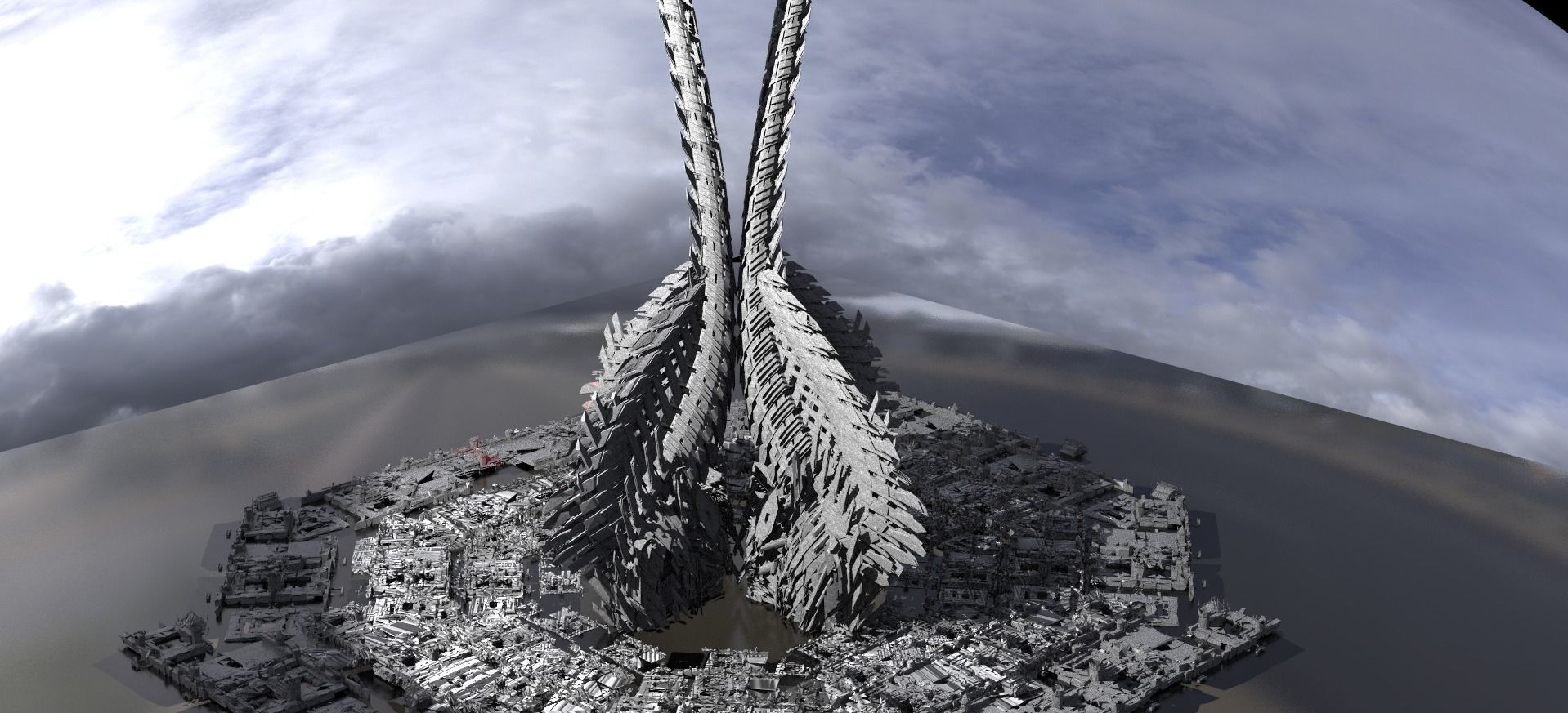 Robot Dino Spine Curved Tower tall 3D model_1