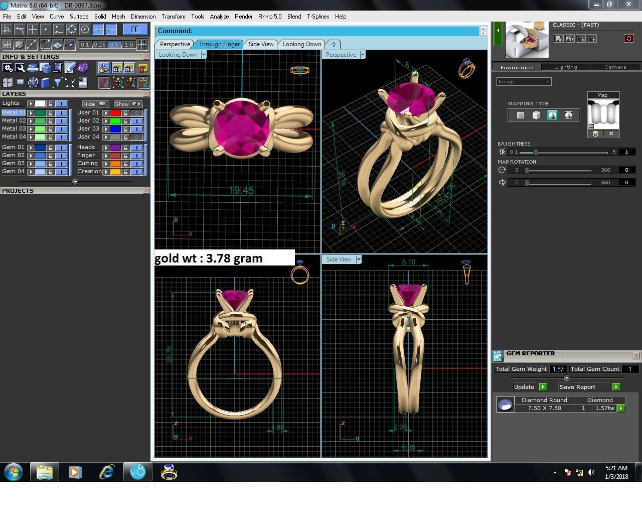 Women Diamond Ring 3dm render details 3D print model_9