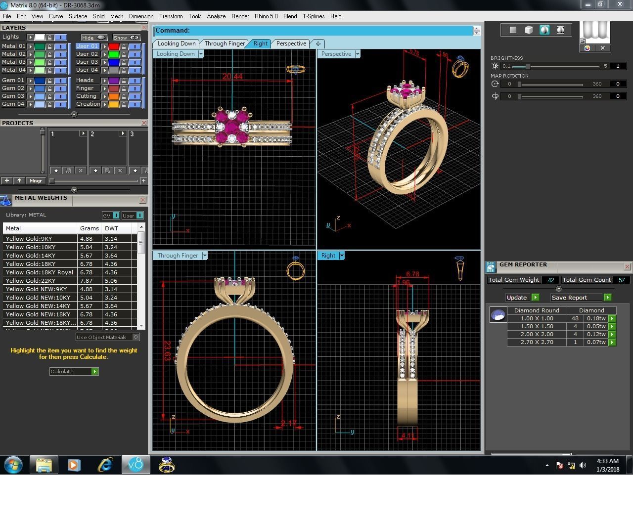 Women Diamond Ring 3dm render details 3D print model_7