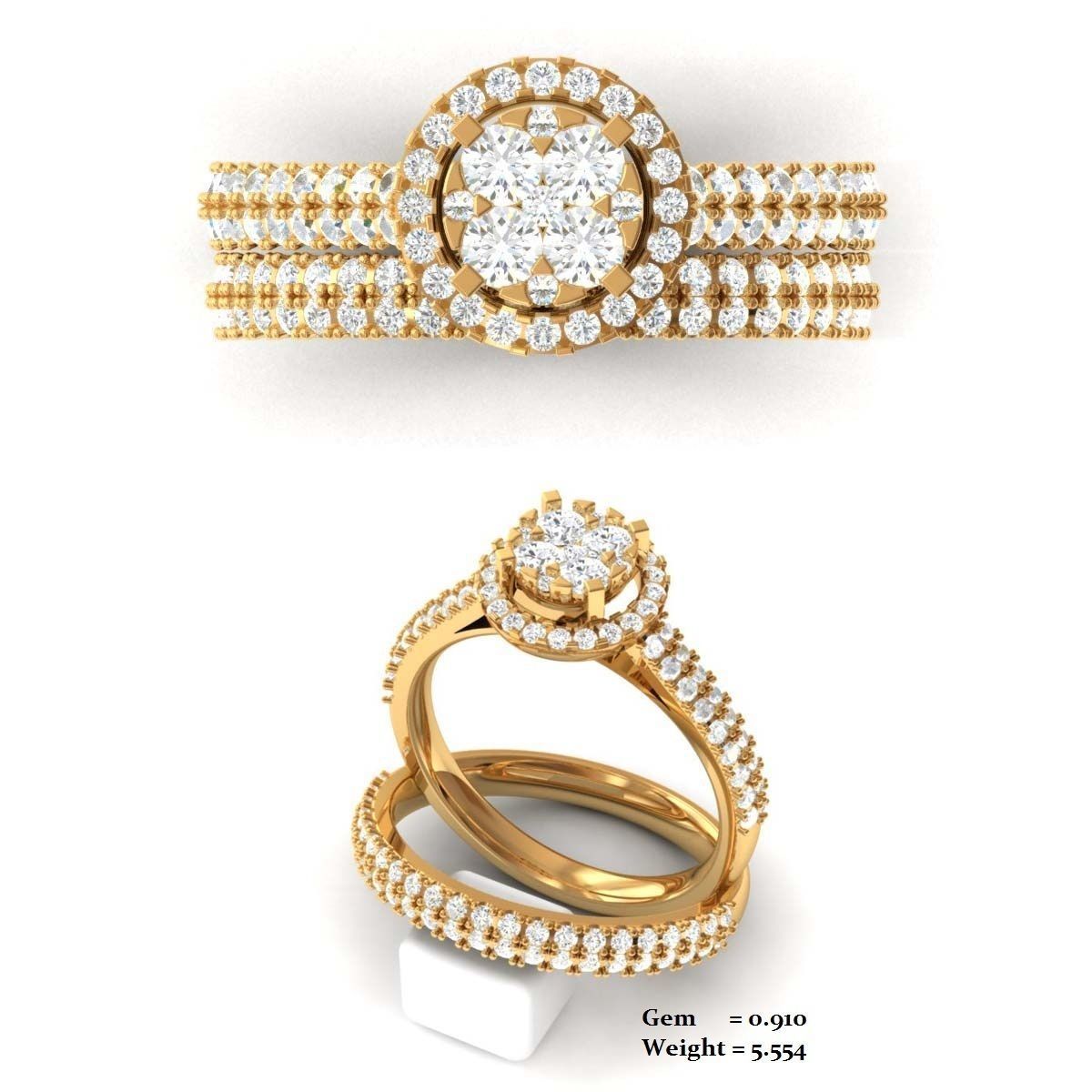 Women Diamond Ring 3dm render details 3D print model_8