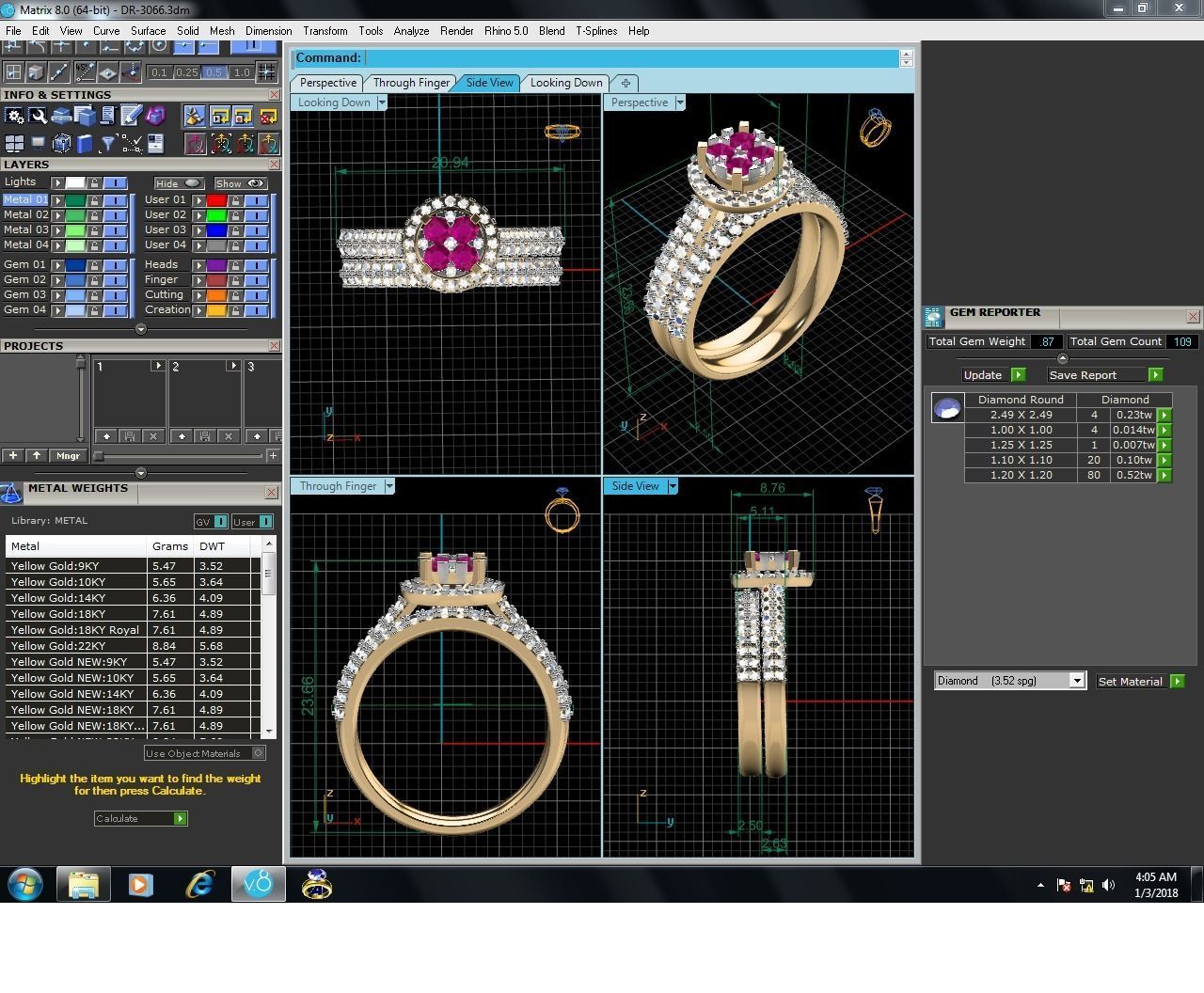Women Diamond Ring 3dm render details 3D print model_9