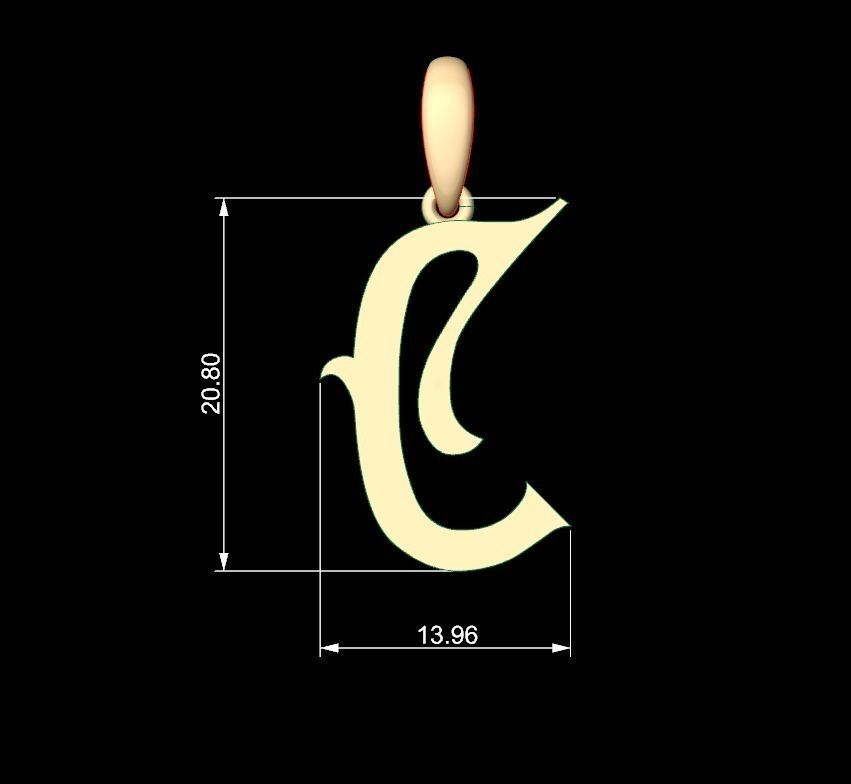 Initial Letters Pendant Oregon C 3D print model_4