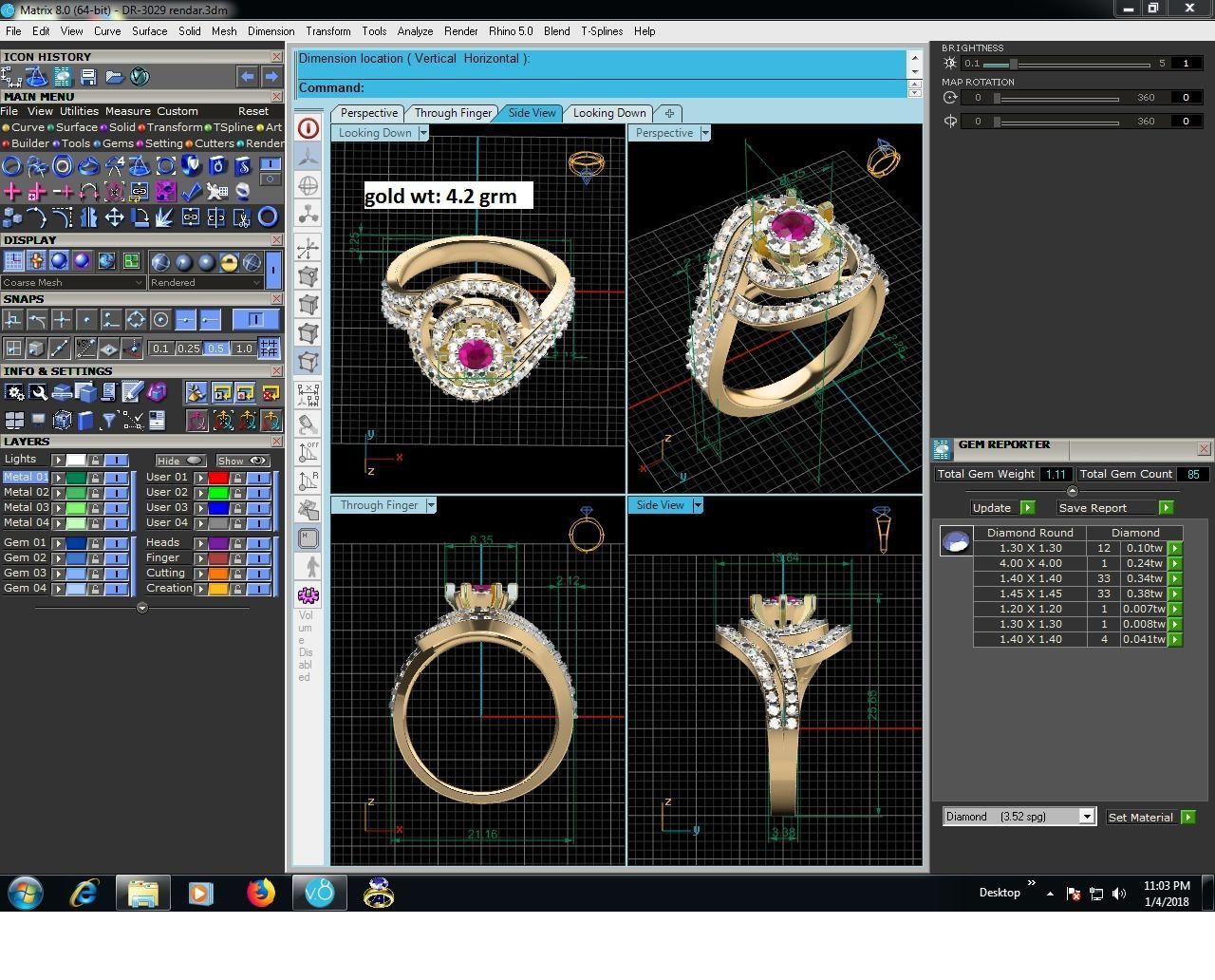 Women Diamond Ring 3dm render details 3D print model_9