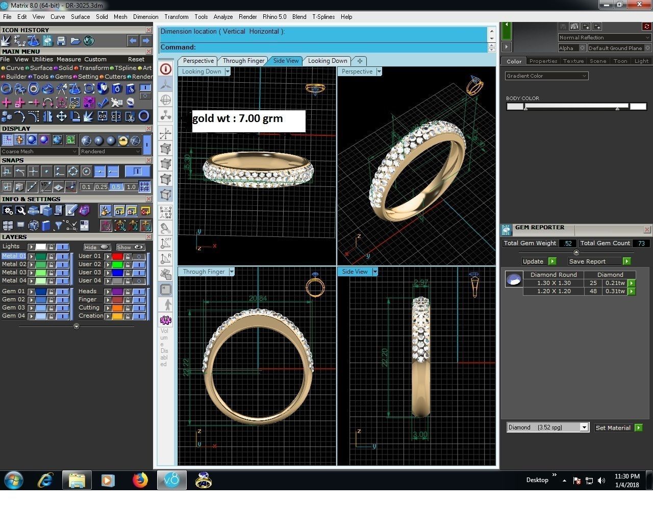 Women Diamond Ring 3dm render details 3D print model_4