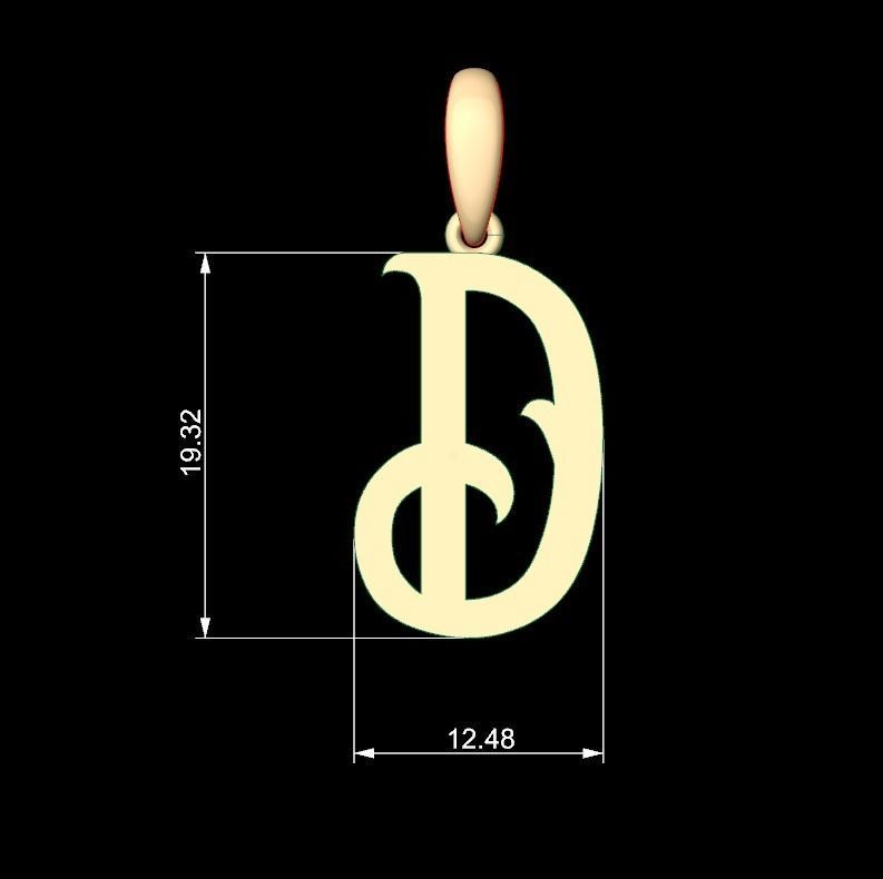 Initial Letters Pendant Oregon D 3D print model_4