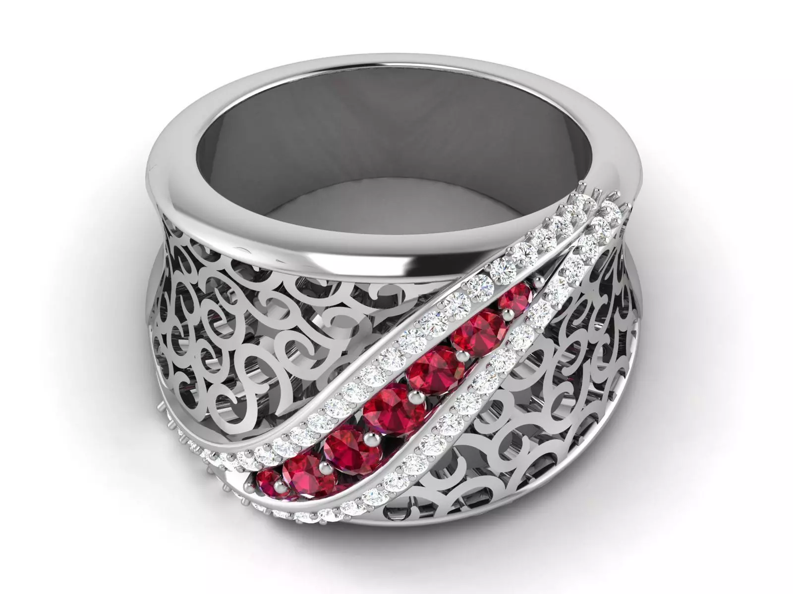 Women Diamond Ring 3dm render details 3D print model_0