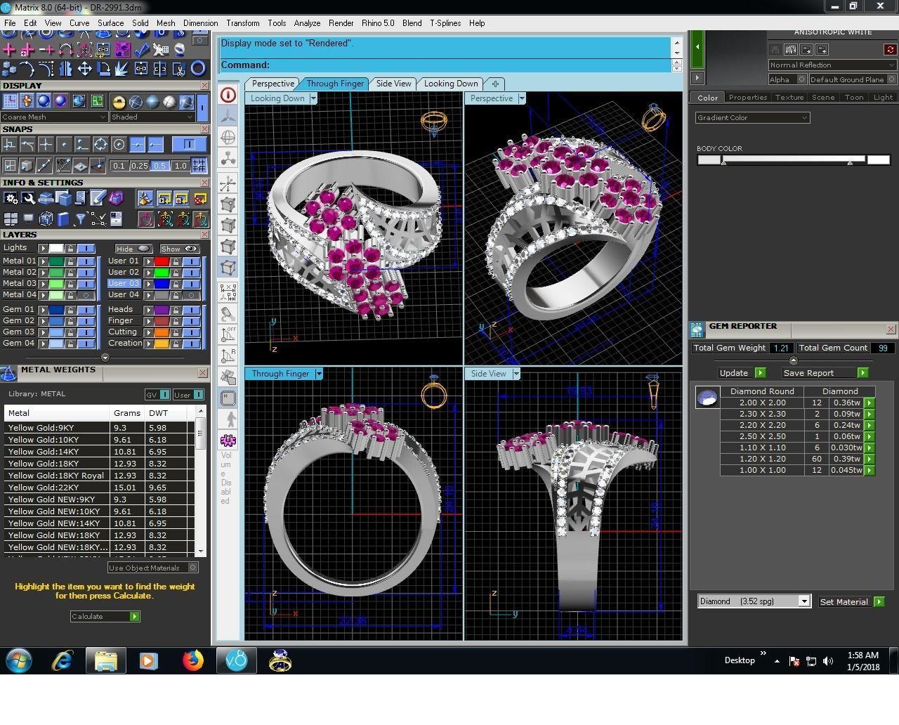 Women Diamond Ring 3dm render details 3D print model_9