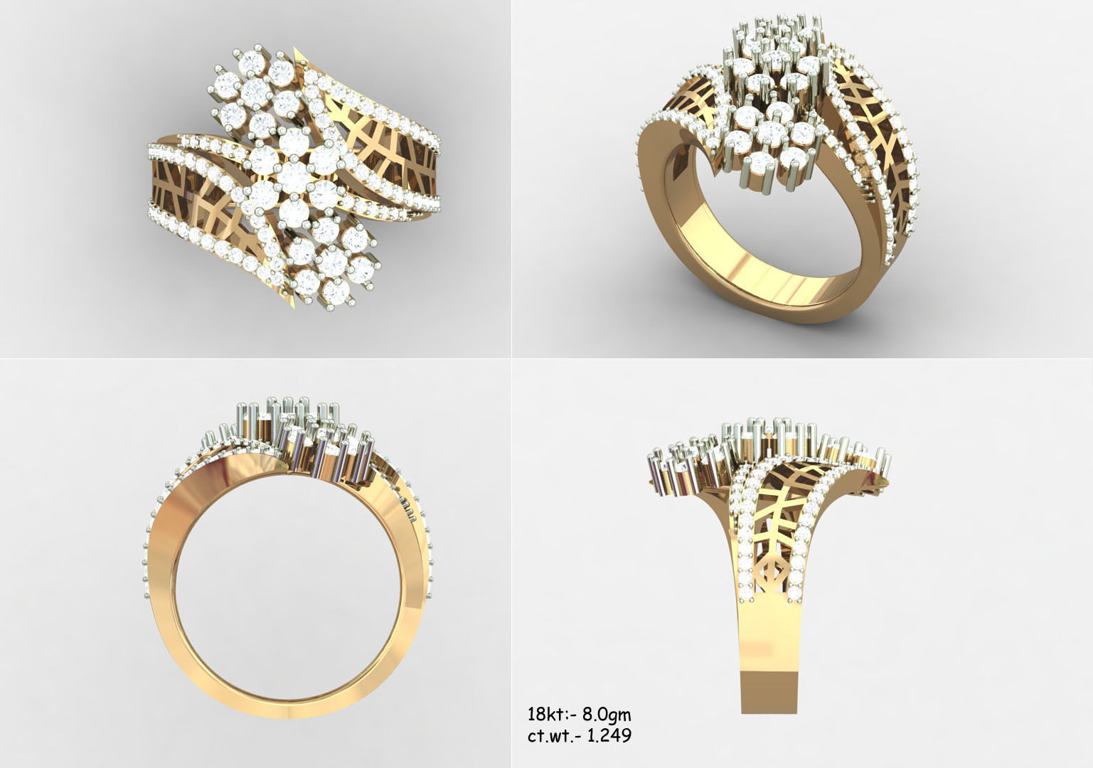 Women Diamond Ring 3dm render details 3D print model_8