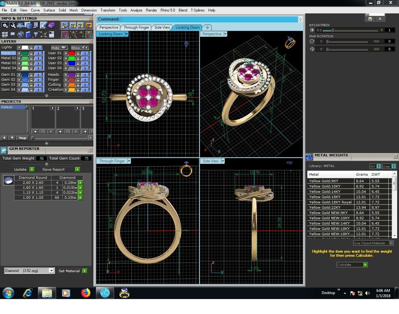 Women Diamond Ring 3dm render details 3D print model_9
