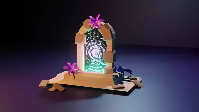 Portal lego door with flowers in it
