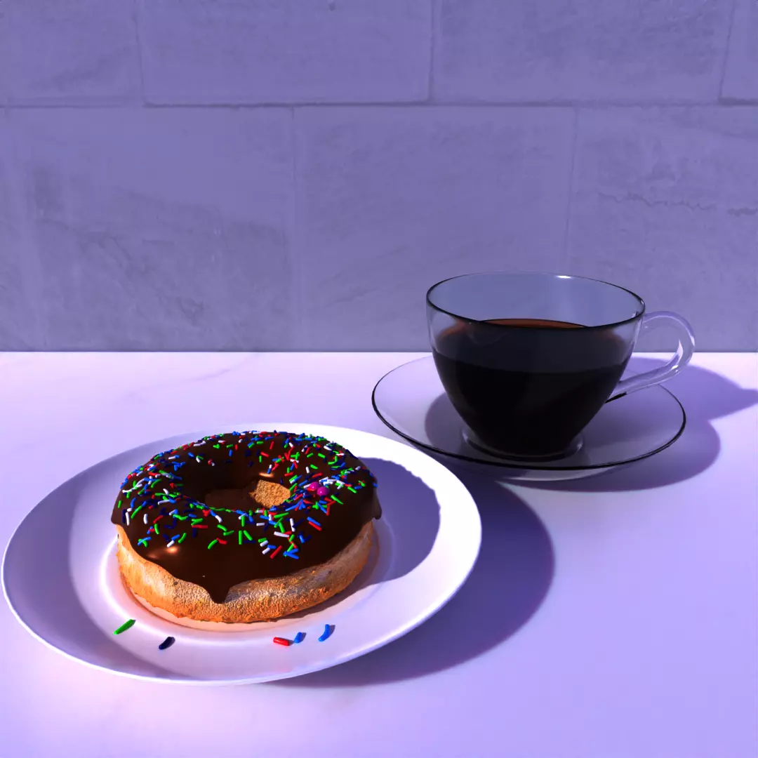 donut and cup Low-poly 3D model_0