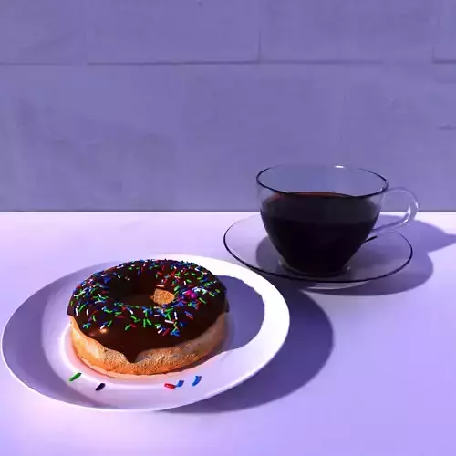 donut and cup Low-poly 3D model
