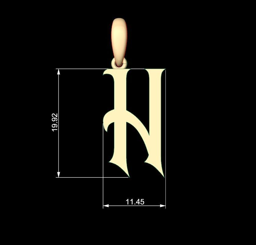 Initial Letters Pendant Oregon H 3D print model_4