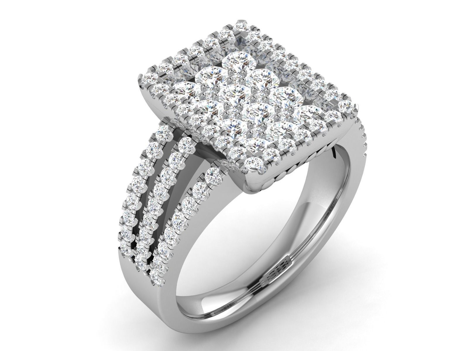 Women Diamond Ring 3dm render details 3D print model_2