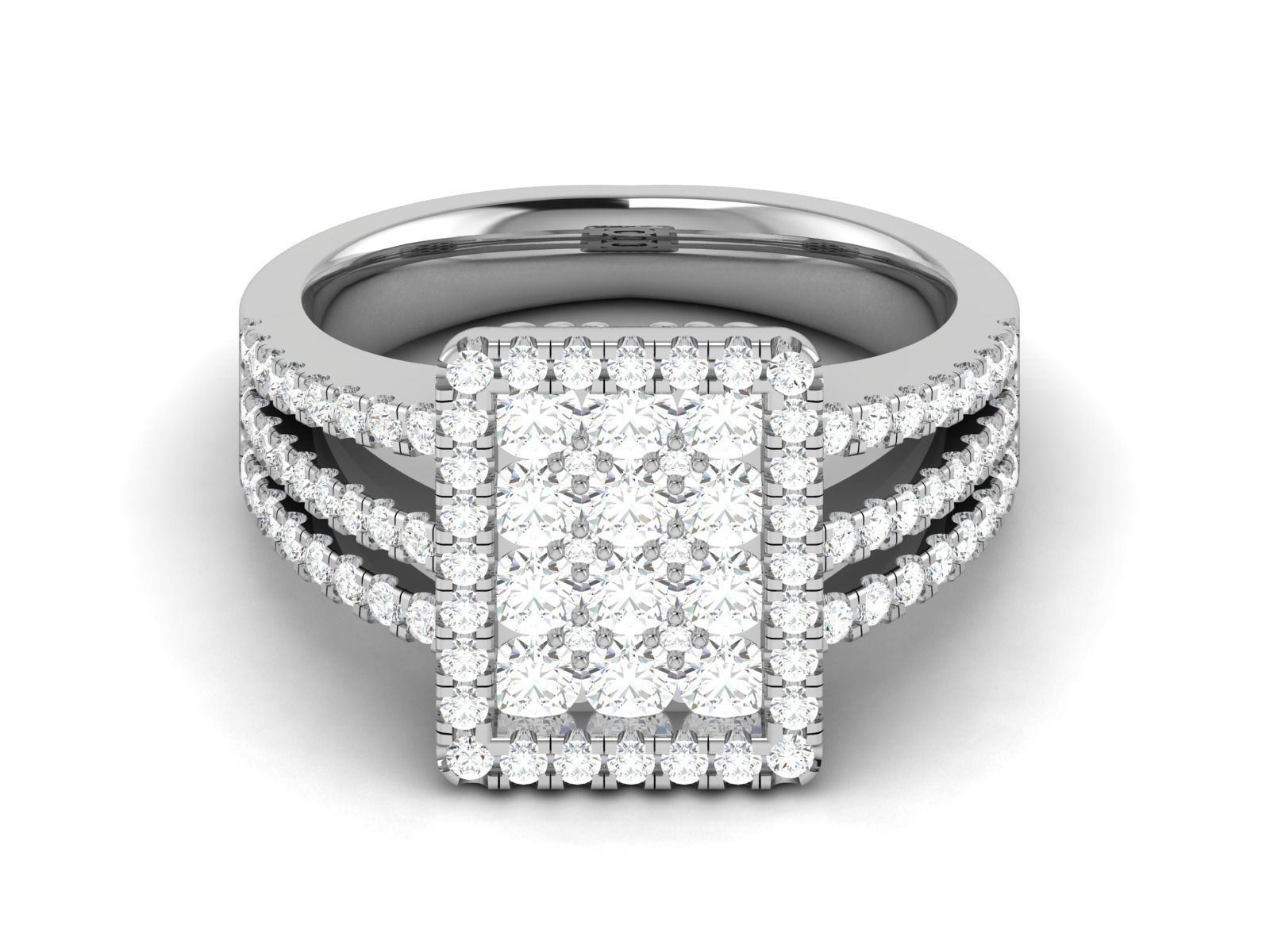 Women Diamond Ring 3dm render details 3D print model_8