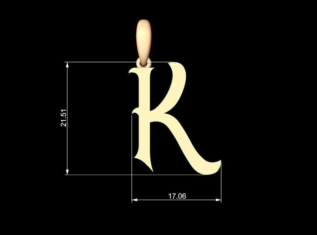 Initial Letters Pendant Oregon K 3D print model_4
