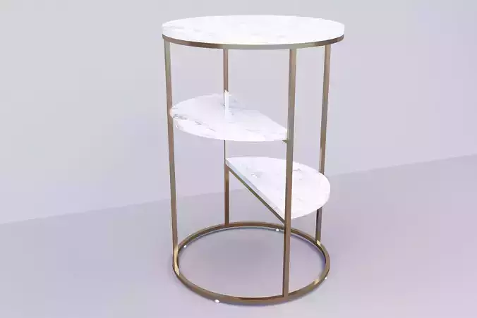 Marble Top  Metal Frame Side Table