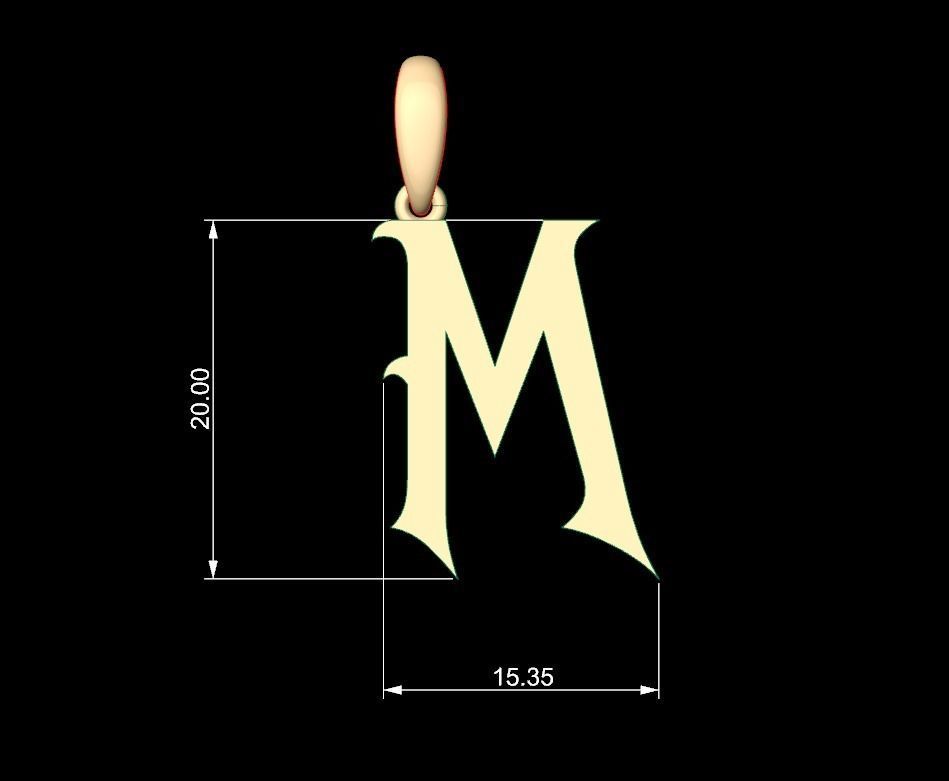 Initial Letters Pendant Oregon M 3D print model_4